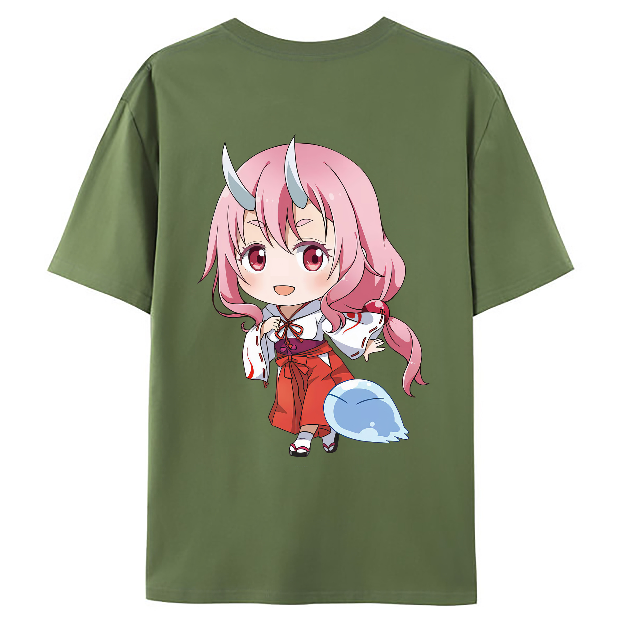 （画像用） 転スラ Regarding Reincarnated to Slime 綿100％ メンズ半袖Tシャツ（バックプリント） 通気性